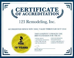 Better Business Bureau 10 Years Certificate of Accreditation
