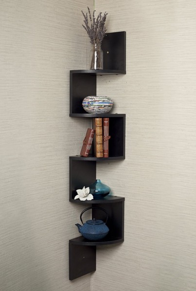 Designer corner shelving brings style and storage