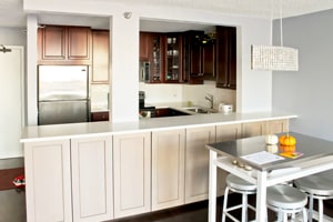 condo kitchen remodeling use of white bright color