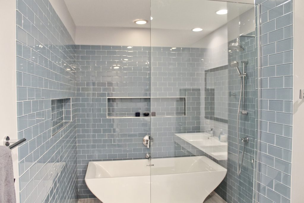 blue bathroom tile