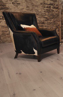 oak floor and rustic chair