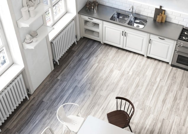 white wood-look tile