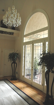 grand foyer with chandelier