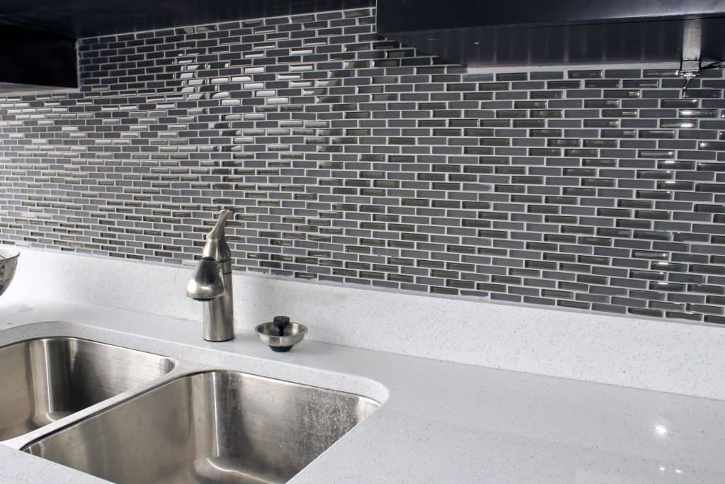 dark mosaic backsplash