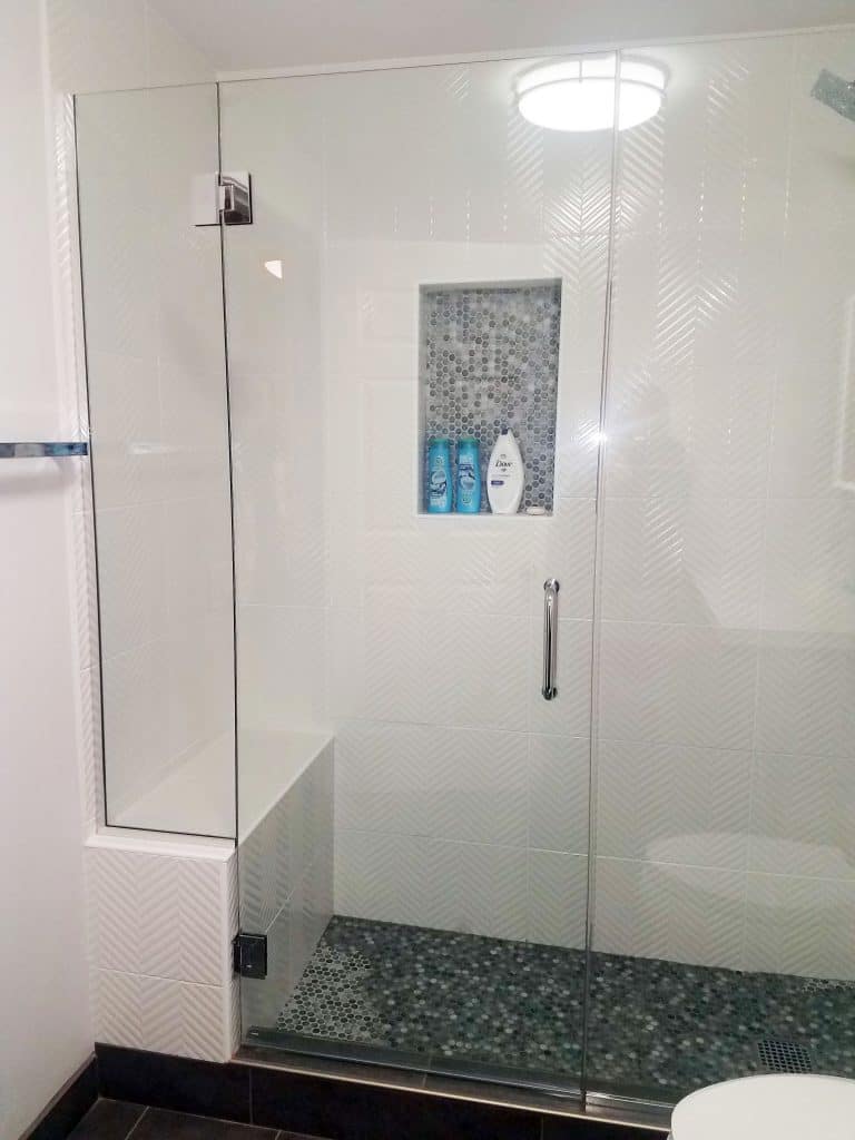 white walk-in shower