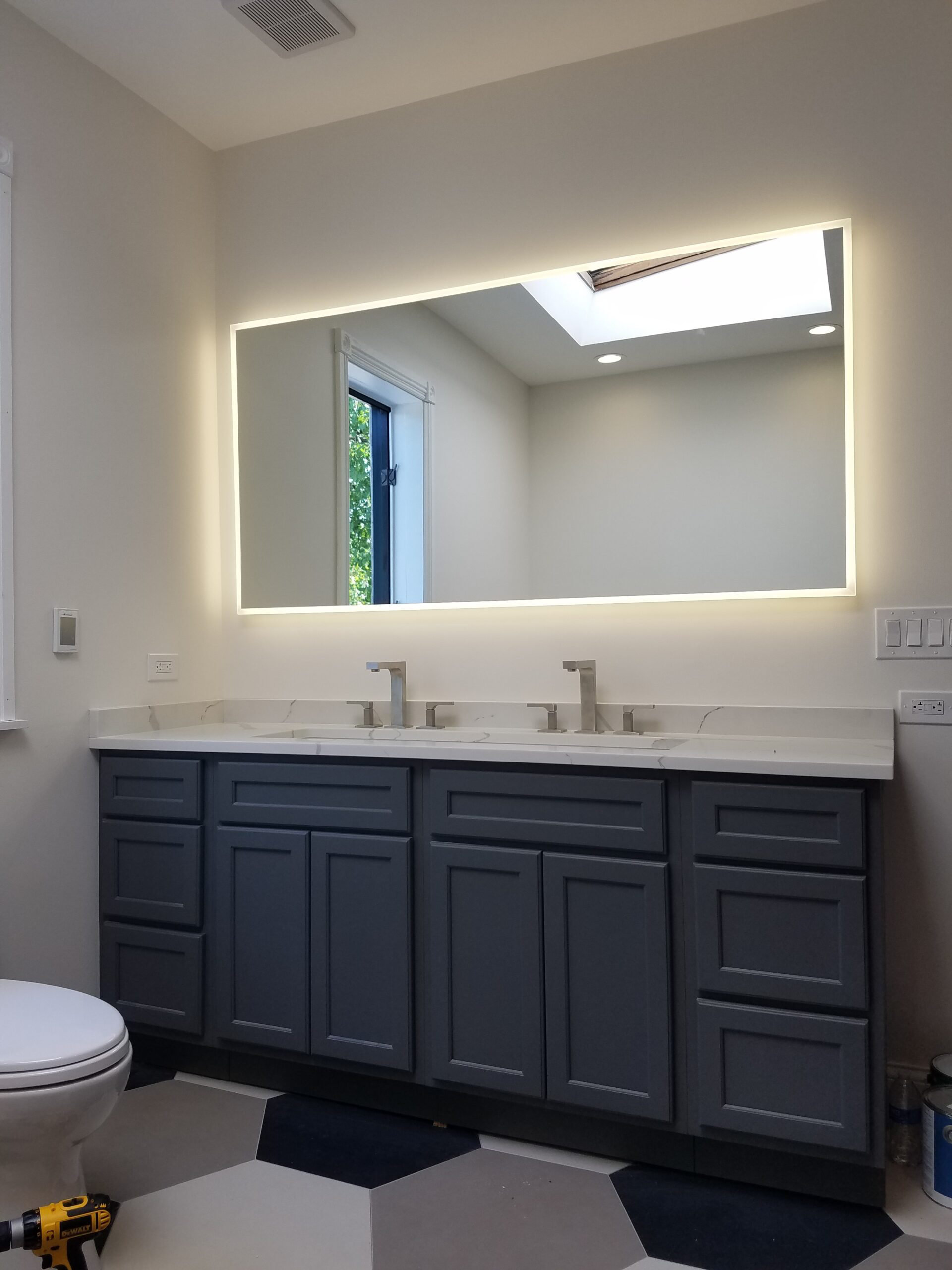 Chicago Bucktown Rowhouse Master Bathroom Lighted Mirror Remodel