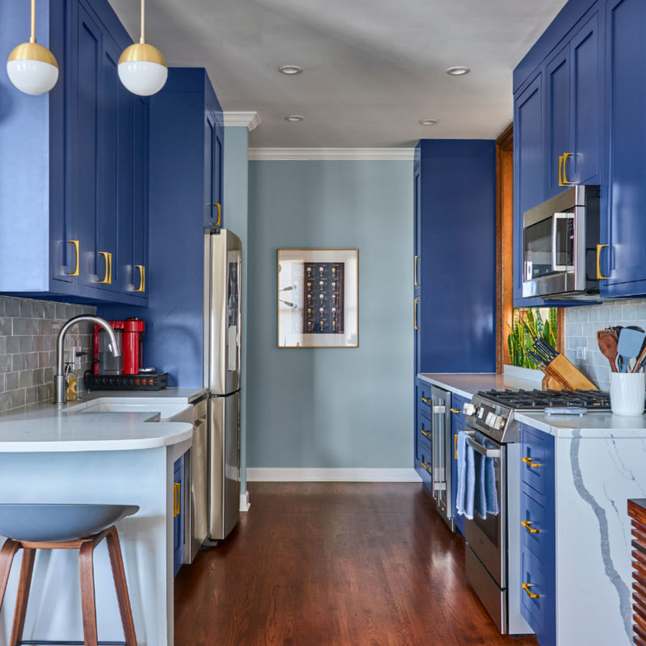 blue kitchen cabinets