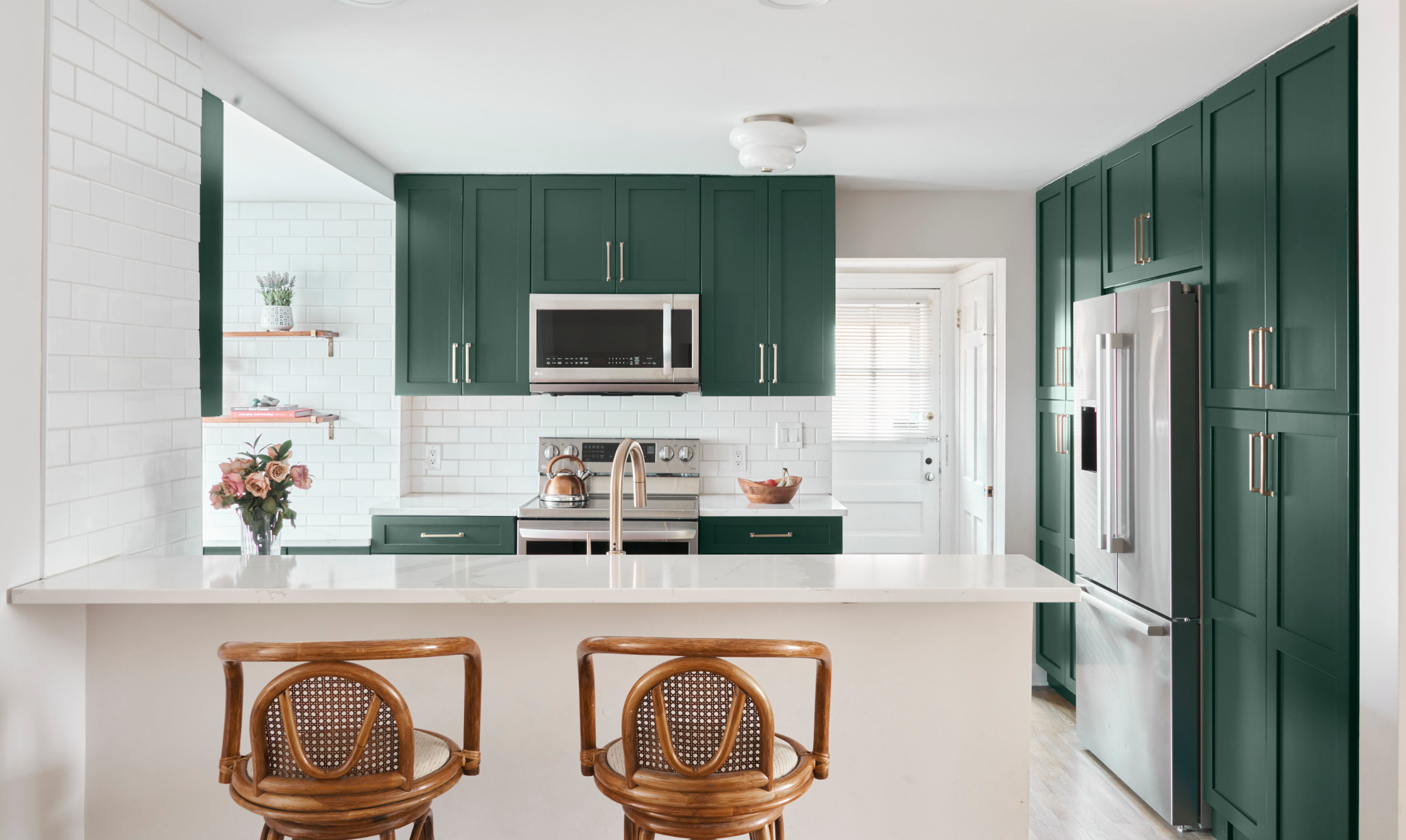 gold coast deep green kitchen renovation island overview