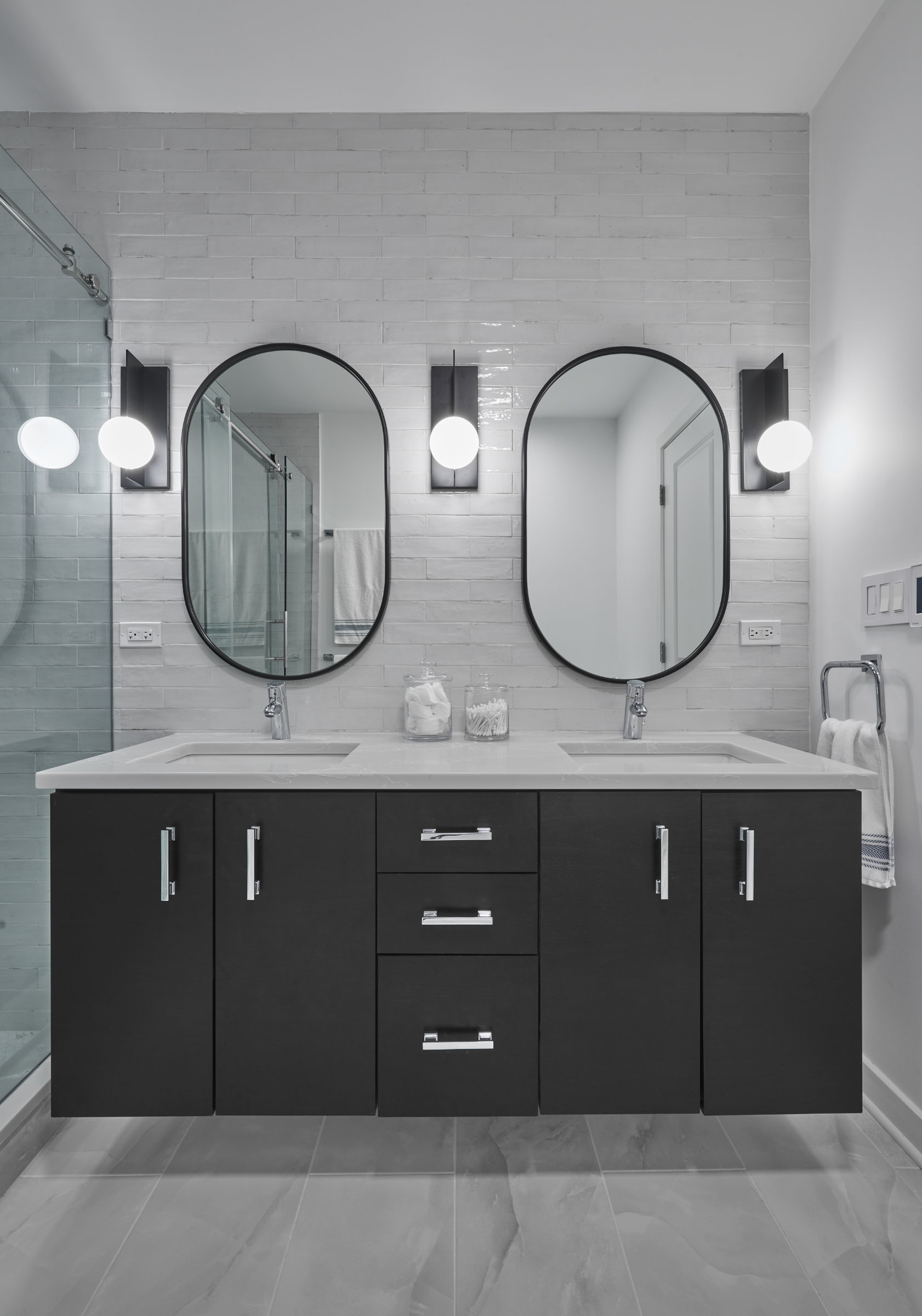 blue accent bathroom bucktown floating double vanity front