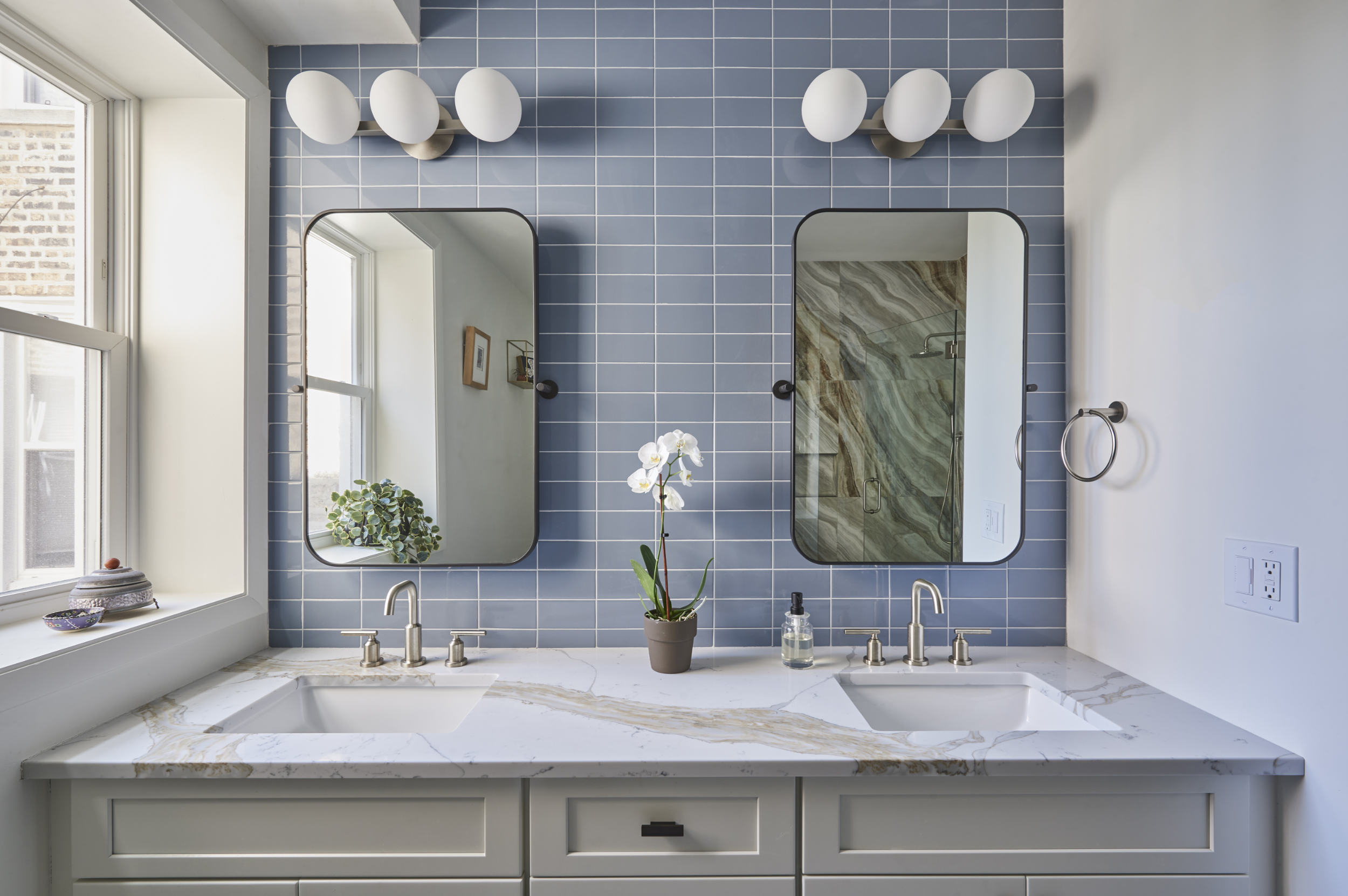 master bathroom in licoln square double vanity