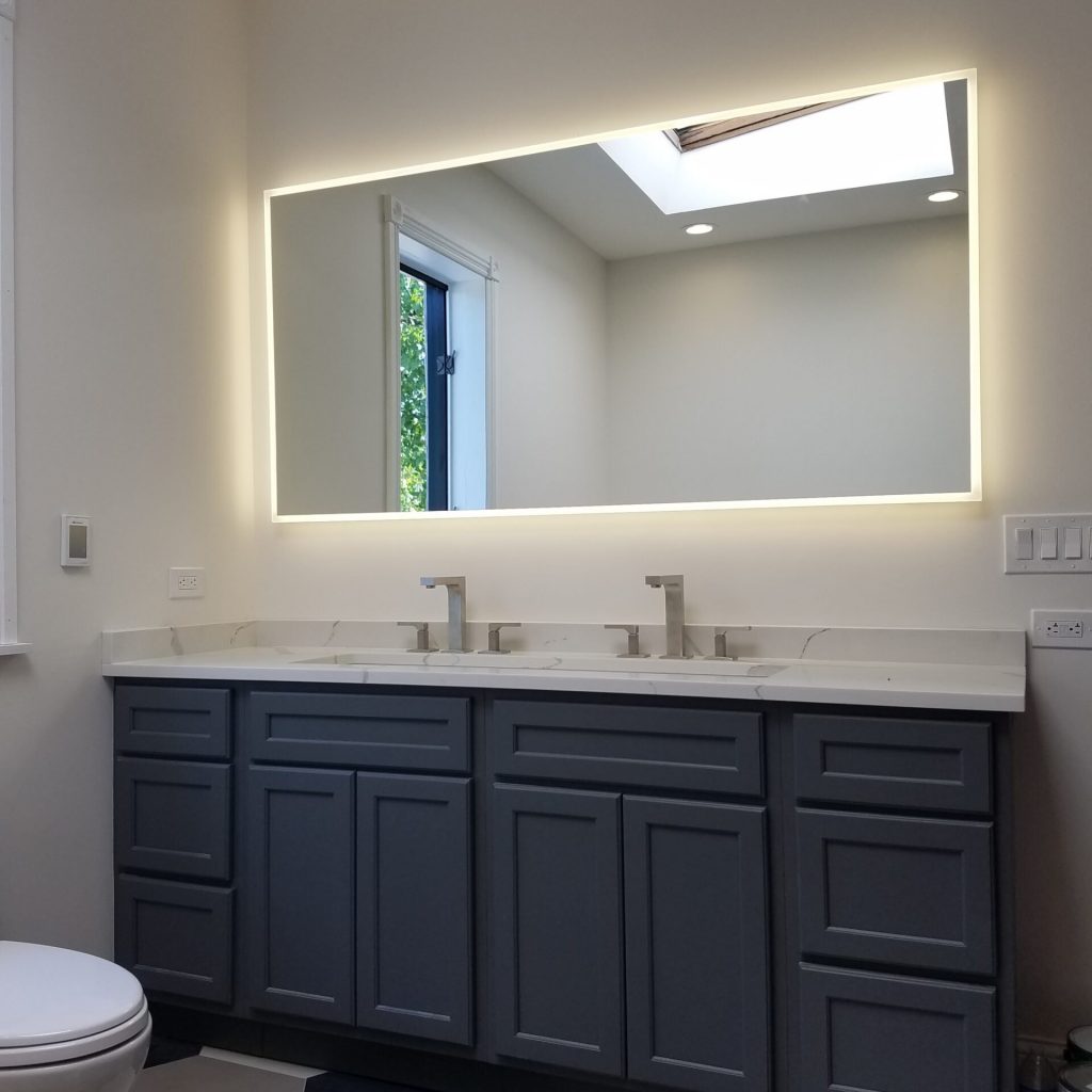 Chicago Bucktown Rowhouse Master Bathroom Lighted Mirror Remodel